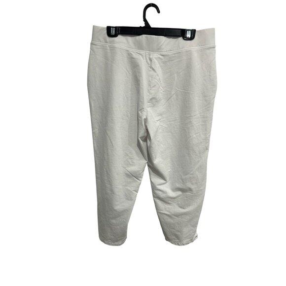 Denim & Co. Active Cropped Pants White Sz Large Side Eyelet Stretch Capris - Picture 2 of 10